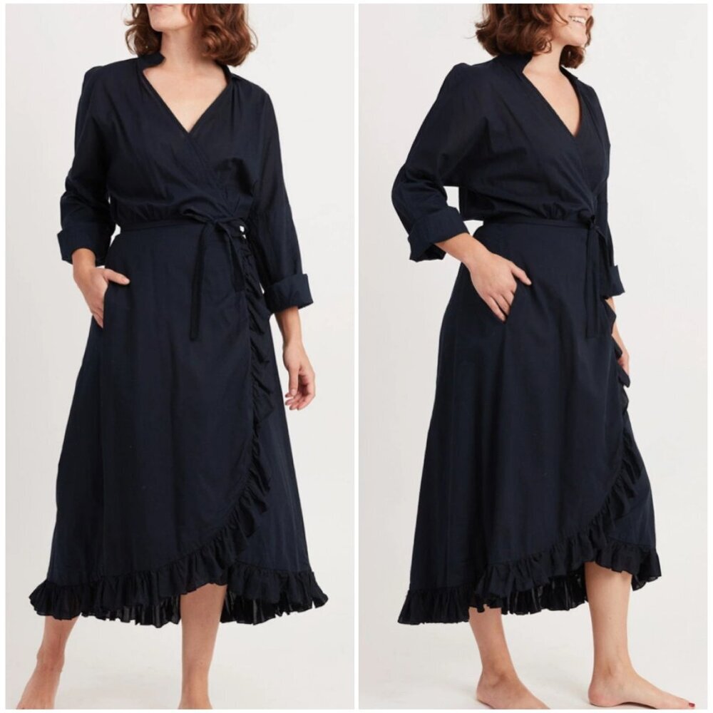 A Shirt Thing Ruffle Trim True Wrap Midi Dress - Picture 5 of 14